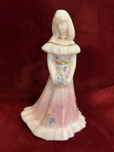 VTG Fenton Art Glass Pink Rosaline Bridesmaid Figurine Lady Hand Painted #2023