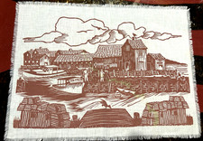 Antikes Folly Cove Designers 13x18" braun 40er/50er Jahre Tischset Cape Ann MA SELTEN! 