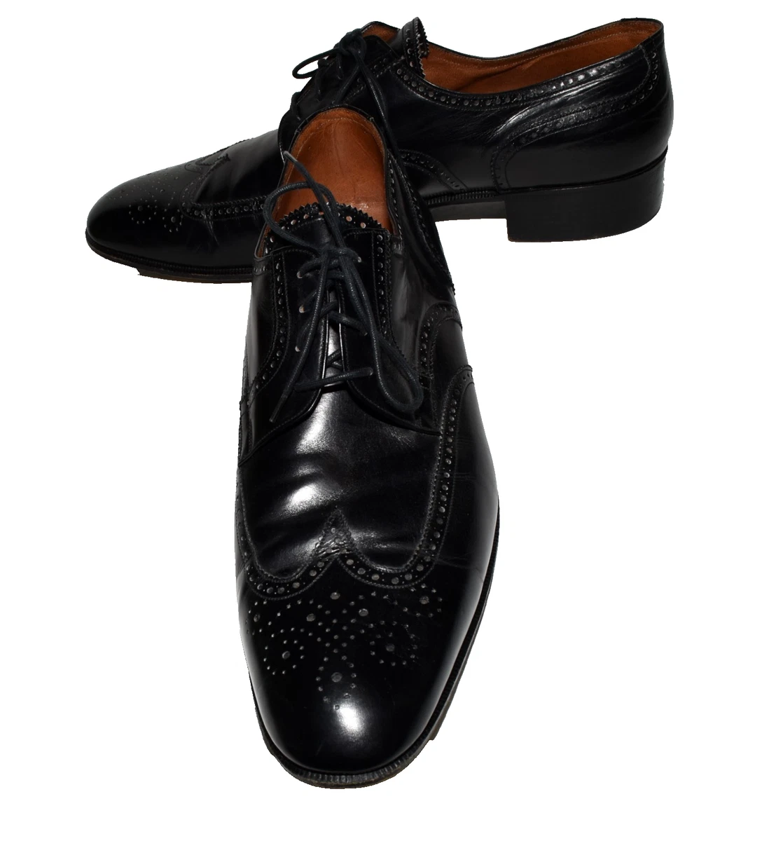 Salvatore Ferragamo Black Wingtip Dress Shoes for Men for 