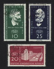 GDR 110th Anniversary of Zeiss Factory Jena 3v 1956 CTO SG#E281-E283