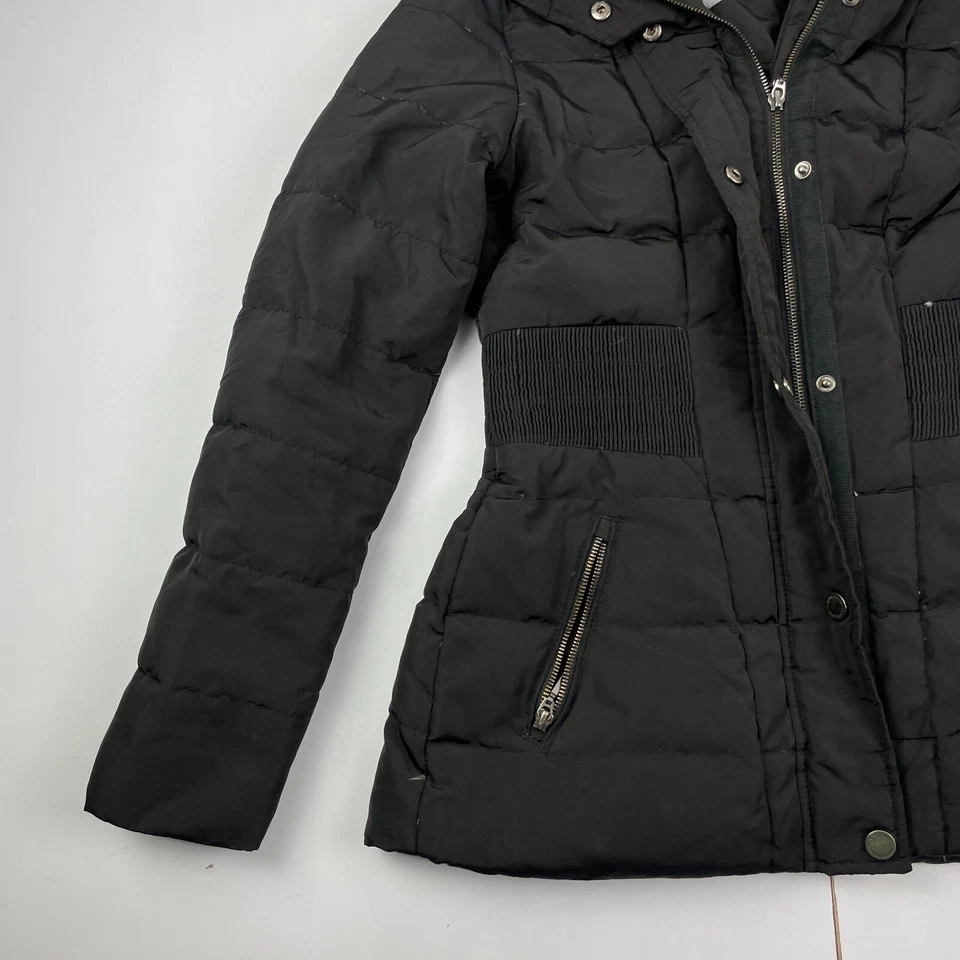 Jasper Conran Chaqueta 8 Negro Mujer Abrigo Con Capucha Pluma - Imagen 2 de 4