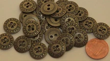 12 Etched Antiqued Brass Tone Metal Buttons 5/8" 15mm # 5044