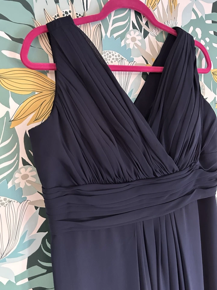 Bill Levkoff Navy Blue Sleeveless V-Neck Formal Dress fit & flare sz 22 (3x) - Image 2 of 4