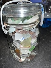 Genuine English Sea Glass Beautiful Coastal Colors Vintage Atlas E-Z Seal Jar