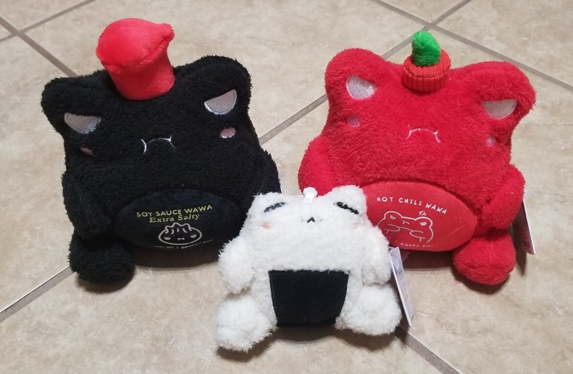 Cuddle Barn 3pc Wawa Frog (Soy Sauce, Onigiri, Hot Chili) Plush