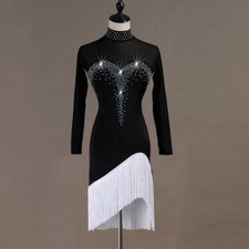 Latin Dance Dress Salsa Tango Cha cha Ballroom Rhinestone Competition Dress 393