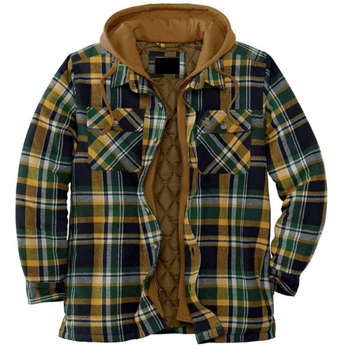 Men Plaid Work Jacket Lumberjack Hooded Flannel Shirt Sherpa Warm Hoodie New - Picture 20 of 76