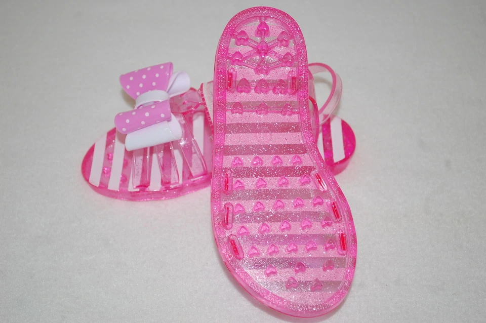 Toddler Girls PINK GEL SANDALS Open Toe PINK WHITE BOW Ankle Strap 7 8 9 10 11 - Image 3 of 3