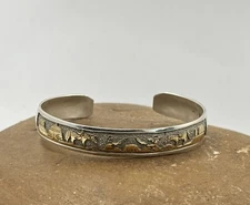 Tom&Sue Kee TSK Sterling Silver/12k GF Gold filled Storyteller Cuff Bracelet #2