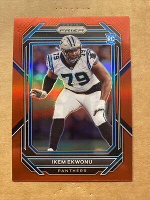 2022 IKEM EKWONU PANINI PRIZM RED SSP #366 PANTHERS ROOKIE SURFACE SPOTS