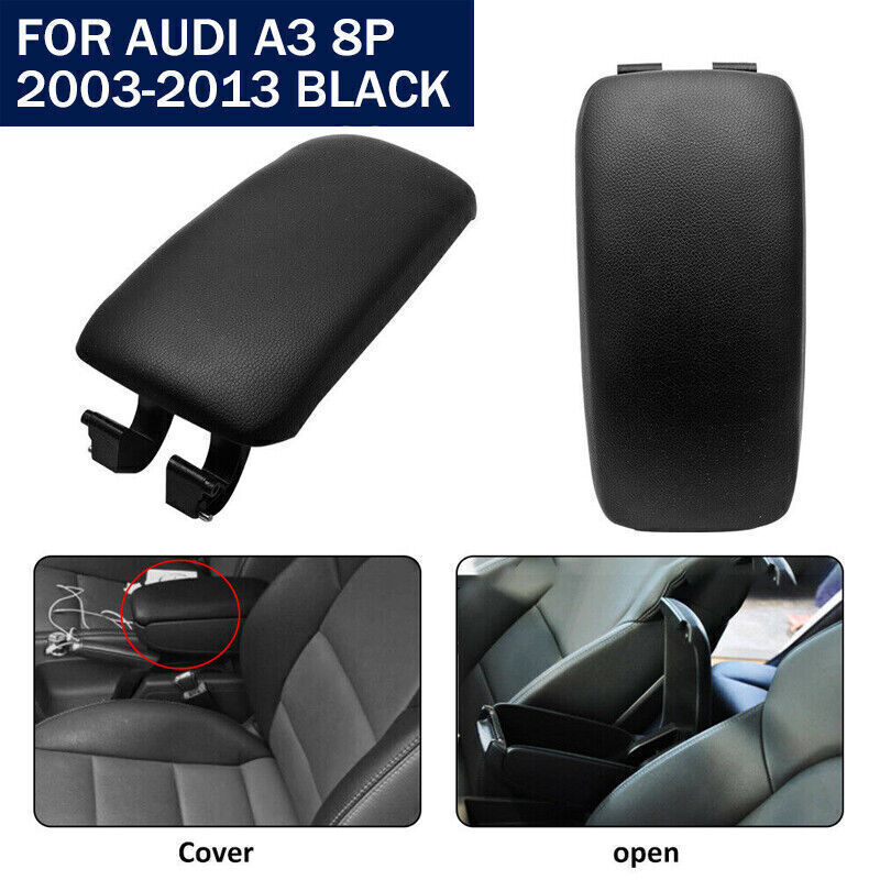 Black Front Center Console Armrest Lid Cover Fits Audi A3 8P 200312