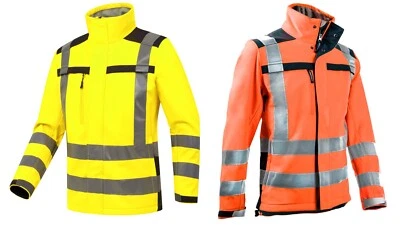 STEP AHEAD HI VIZ VISIBILITY WORK JACKET SOFT SHELL REFLECTIVE TAPE SECURITY FLEECE COAT