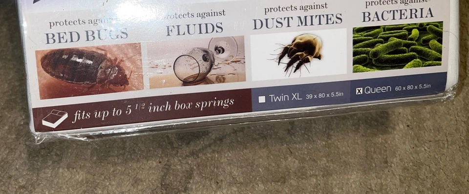 Nuevo protector de colchón SafeRest Queen hipoalergénico impermeable para chinches cremallera completa Foto 3 de 3