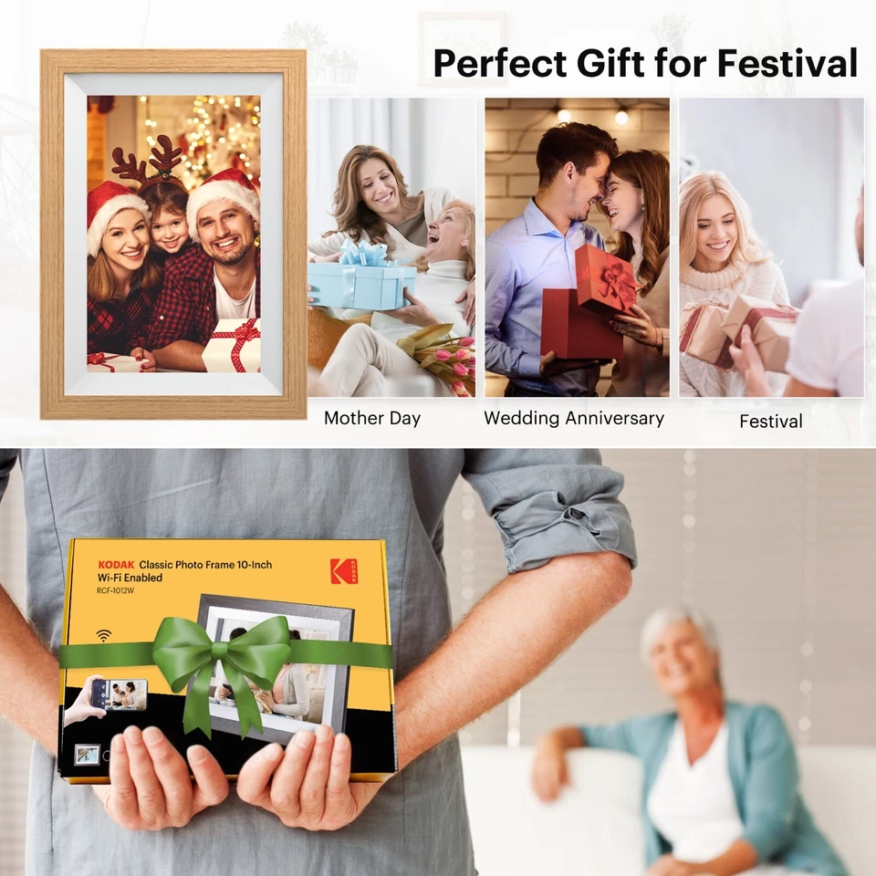 Kodak Wooden Digital Photo Frame 1012W, WiFi 10.1 inch HD IPS Touchscreen, 16GB - Image 4 of 4