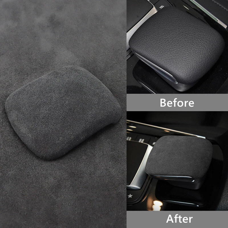 Borde de perilla de cambio de marchas de cuero gamuza gris para Mercedes Benz B GLA GLB GLA200 Foto 4 de 4