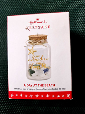 2016 Hallmark A Day at the Beach My Happy Place Ocean Sand in a Bottle Xmas NEW