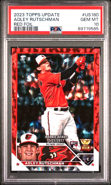 Adley Rutchman 2023 Topps Update Red Foil Rookie Debut 57/199 #US180 PSA 10