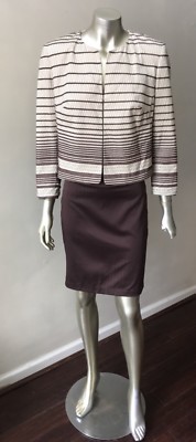Talbots 2 Teile Bestickt Stich Brown Bleistiftrock Businesskleid Works Suit Eu 4