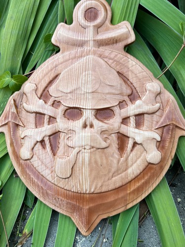 Black Captain Death Bearded Pirate Wood Carving Multicolor Picture Woodworking - Picture 19 of 24