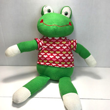 Dan Dee Knit Frog Plush Heart Sweater Large 21&rdquo; Green