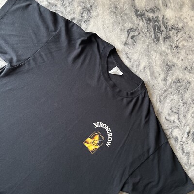 Vintage Screen Star 90s Single Stitch Strongbow Dry Cider Promo Black Tshirt XL