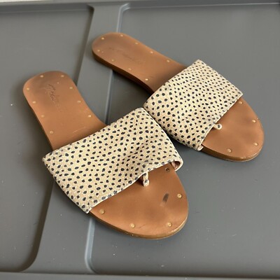 Madewell The Anais Thong Spot Dot Natural Slide Sandals Women's Size 6.5