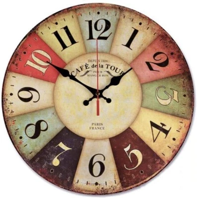French Clock - Cafe de la Tour 30cm - Silent , Kitchen Wall, Living Room Wall - Image 1 of 3