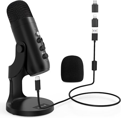 Zealsound Kondensator Gaming USB Mikrofon PC Telefon Podcast Mic PS4/5 Plug/Play