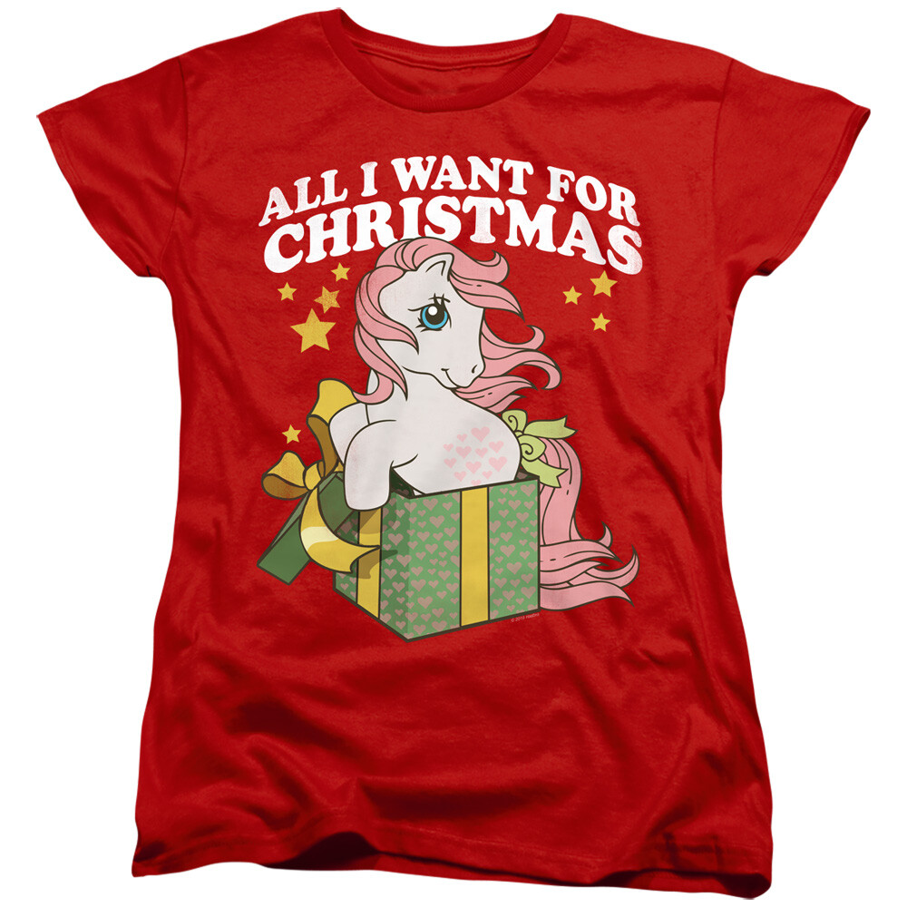 T shirt donna My Little Pony tutto quello che voglio per Natale maglietta rossa