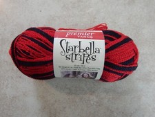 New Premier Yarns Starbella Stripes HOTSHOT 1383 Red Black Acrylic