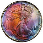 1992 American Silver Eagle - PCGS MS69 AMAZING DOUBLE SIDED RAINBOW TONER!
