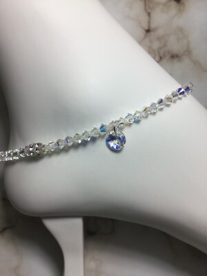 Handmade Clear AB Swarovski Crystal Element Anklet/Ankle Bracelet USA