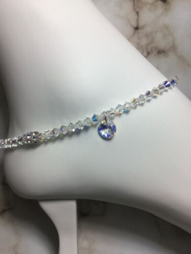 Handmade Clear AB Swarovski Crystal Element Anklet/Ankle Bracelet USA - Picture 1 of 4