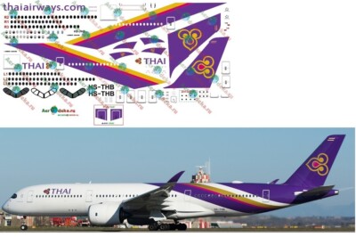 1:144 Decal - Airbus A350-900 - Thai Airways - AeroDeka #A350-06