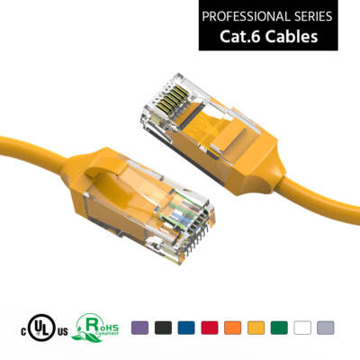 0.5Ft CAT6 28AWG Slim Ethernet Network Cable Yellow