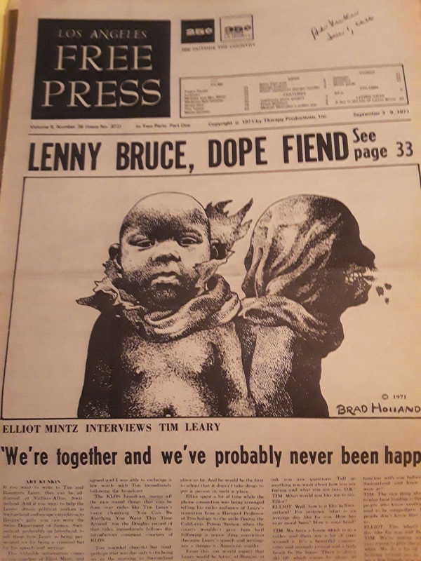 2-Lot! Timothy Leary 1971 L.A. Free Press + Rep. of Tim Signed by Ed. ART KUNKIN