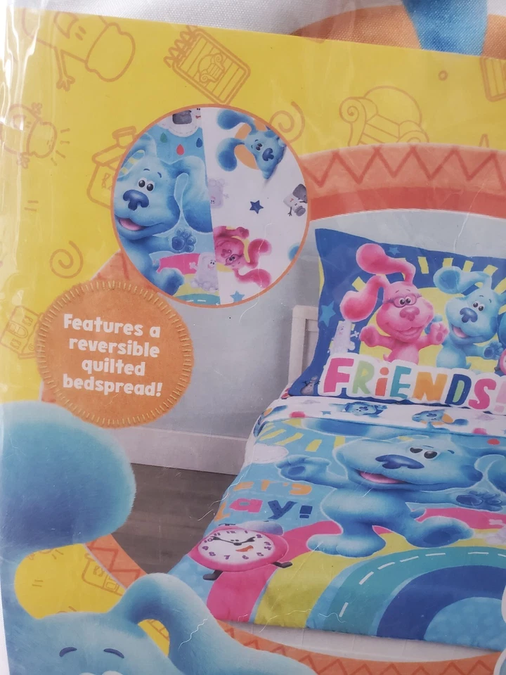 NUEVO Blue's Clues & You! Juego de cama reversible 4 piezas para niños pequeños AMIGOS con magenta Foto 3 de 4