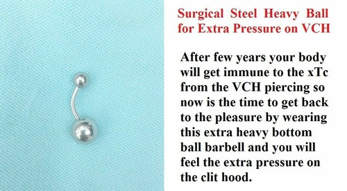 Surgical Steel 14g, 12g & 10g VCH Barbell in 10mm Length & 6mm & 10mm Balls. - Picture 12 of 13