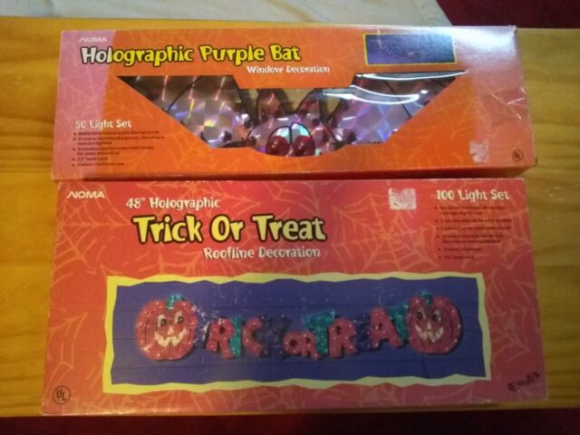 Halloween Decoration Noma 4 Foot Holographic Trick or Treat Light Sign &amp; Bat ZH10486