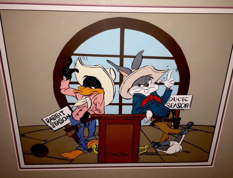 Warner Bros Cel Bugs Bunny Daffy Duck The Showdown Signed Chuck Jones Animation - Image 2 of 4