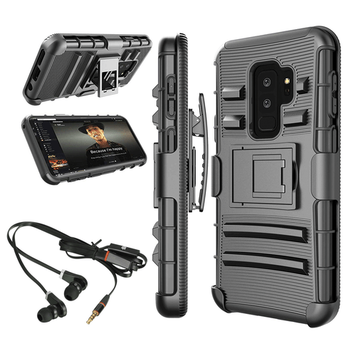 Military Grade Protective Shield Case Holster+Earphones For Galaxy S9,S9 Plus - Picture 1 of 20