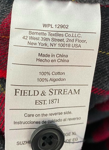 Field & Stream Mens Medium Shirt Plaid Flannel Red Black Button Down Casual @ - Picture 3 of 3
