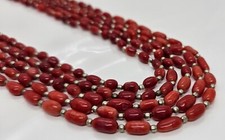 Vintage Red Corral Necklace Five Strand Statement Estate Piece 55 Grams 22"