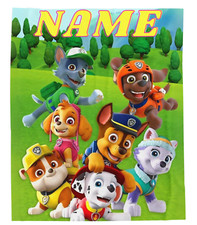 Personalized Paw Patrol Name Velveteen Plush Blanket Birthday Christmas Gift