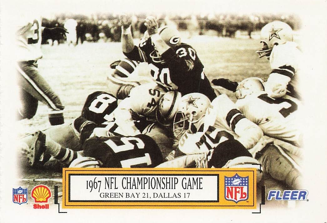 1967 NFL Championship Game Green Bay V.S. Dallas 1995 Shell Fleer Football Card 