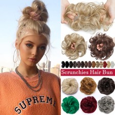 Curly Messy Bun Hair Piece Scrunchie Updo Real Thick Hair Extensions Natural US