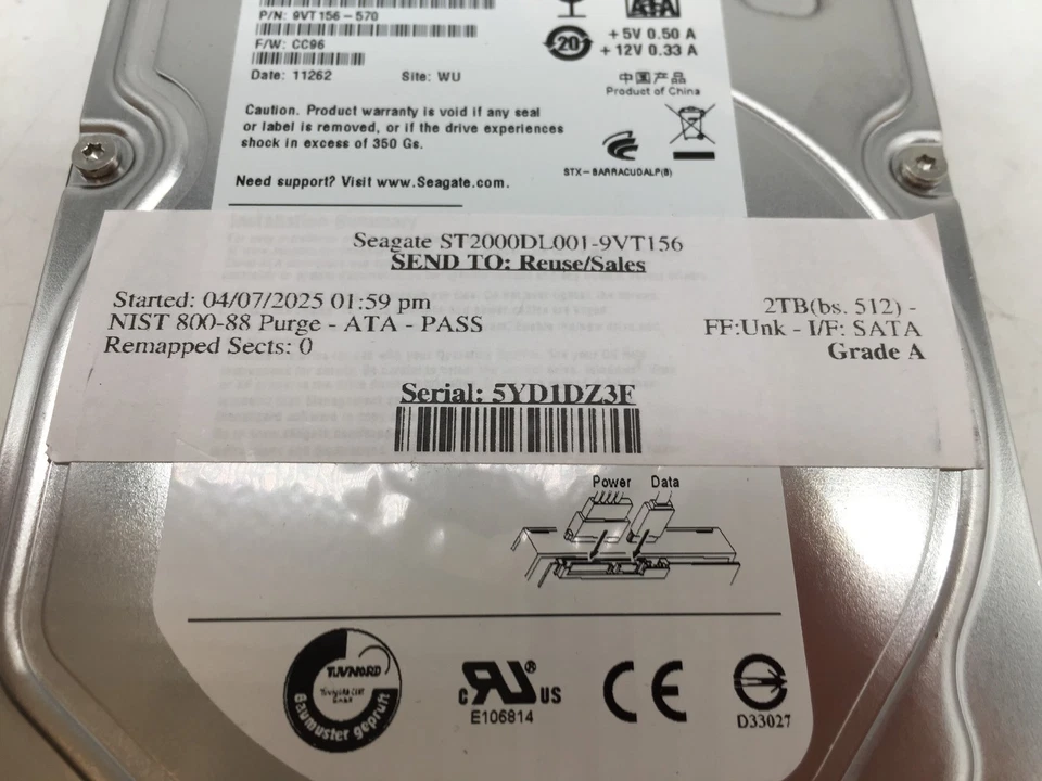 Seagate SATA ST2000DL001-9VT156 3.5" 2TB Hard Drive GRADE A FREE S/H - Image 4 of 4