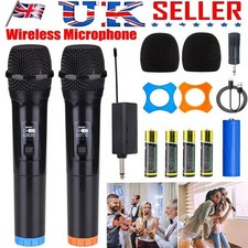 2x Professional Wireless Microphone Dual UHF Cordless Dynamic Karaoke Mic System