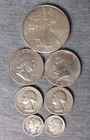 1 Oz Fine Silver Walking Liberty Round+6 US Silver Coin-Half Dollar Quarter Dime