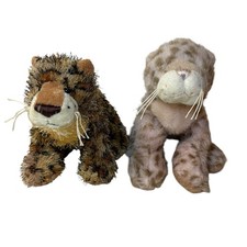 Lot Of Two Webkinz Strawberry Cloud  Brown Leopard Plush No Code HM466 HM031